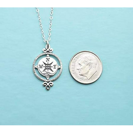 Compass charm pendant on sterling silver cable chain Compass necklace I would be lost without you Compass jewelry.